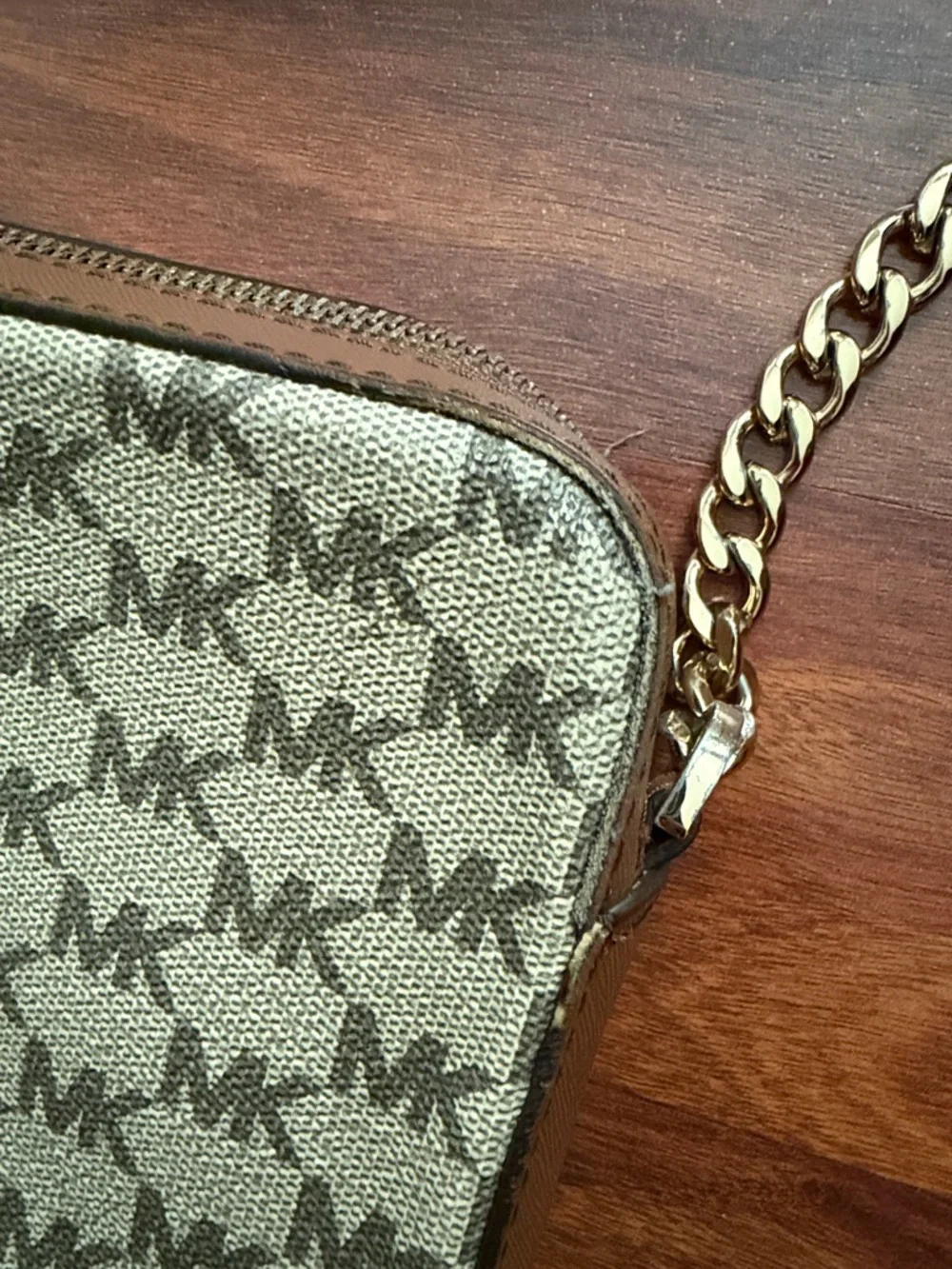 Michael Kors Beige Brown Signature MK Crossbody Bag